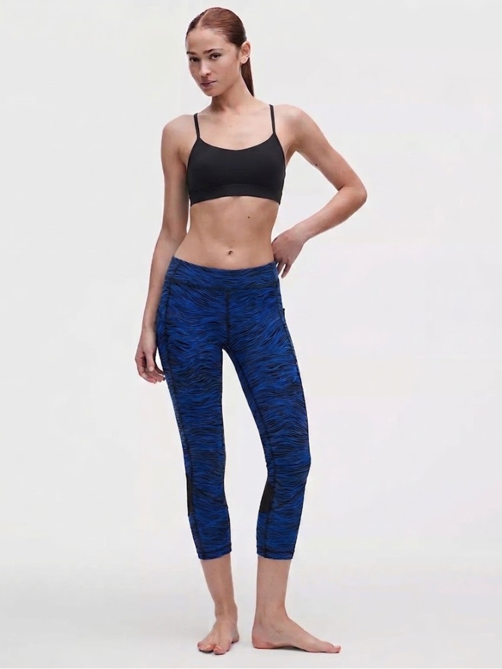 Lululemon Mid-Rise Blue Printed Capri Leggings